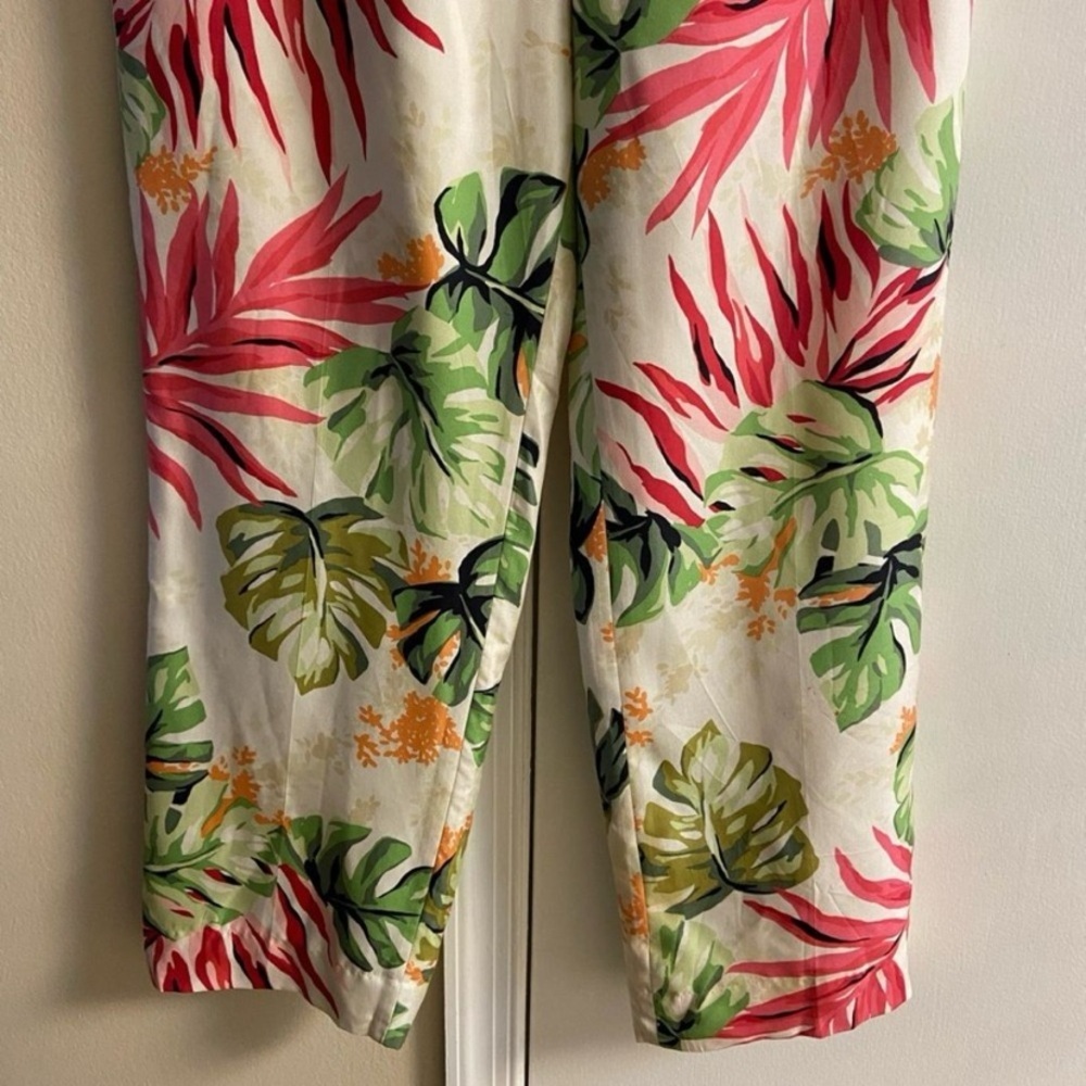 Talbots Pure Silk Floral‎ straight leg pants vintage Sz 10 - Picture 4 of 8